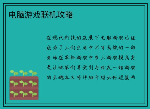 电脑游戏联机攻略